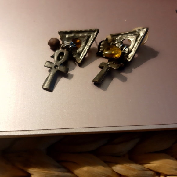 2" ANKH BOHO DANGLE EARRINGS - Picture 2 of 6